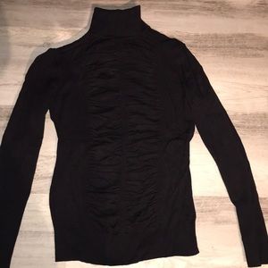 Alfani black sweater with cute ruching down center front - very unique